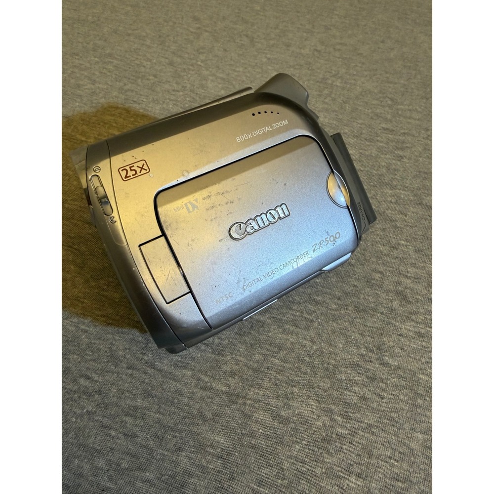 Canon ZR500 MiniDV Digital Video Camcorder Silver 25x Optical Zoom NTSC Untested